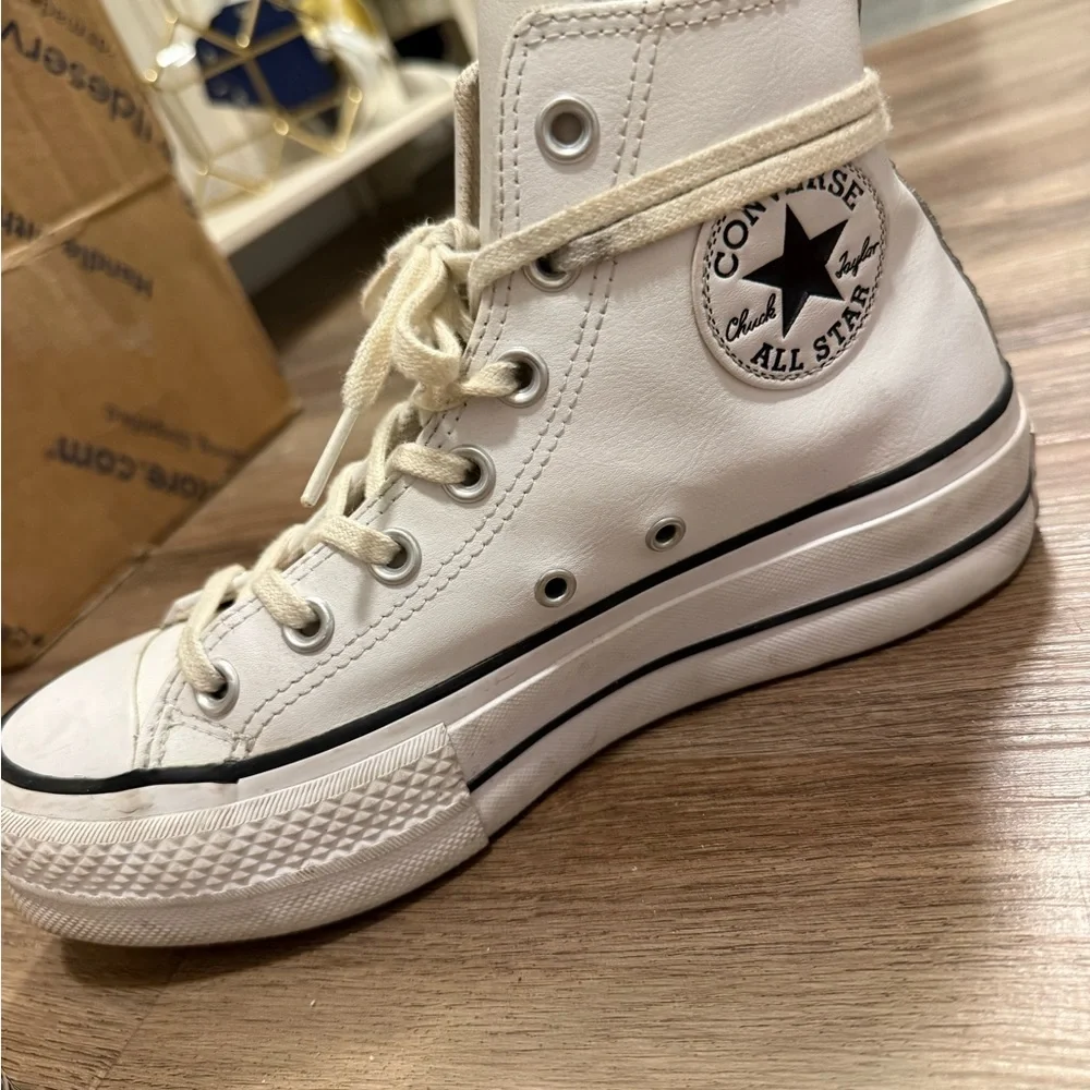 Converse Chuck Taylor All Star High Top Platform Leather Sneakers - Picture 4 of 15